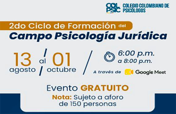 'Segundo ciclo de formación del campo Psicología Jurídica', gratuito y virtual