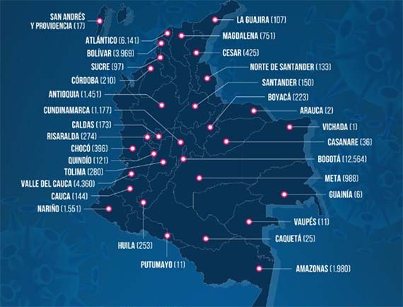 El nuevo total de casos confirmados por MinSalud de Covid-19 en Colombia es de 38.027 y 1.205 muertes