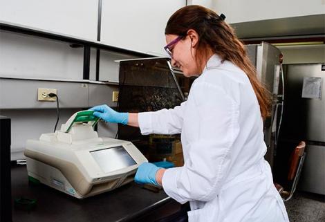 Luz Karime Yunis, médica y magíster en Genética de la U.N. es una de las estudiantes del Doctorado. (Foto: Nicolás Bojacá / Unimedios).