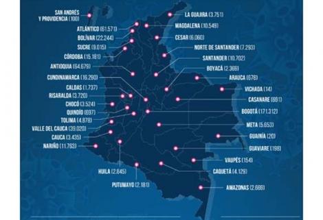 El nuevo total de casos confirmados por MinSalud en Colombia es de 489.122 y 15.619 muertes.