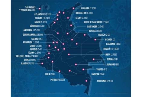 El nuevo total de casos confirmados por MinSalud en Colombia es de 295.508 y 10.105 muertes.