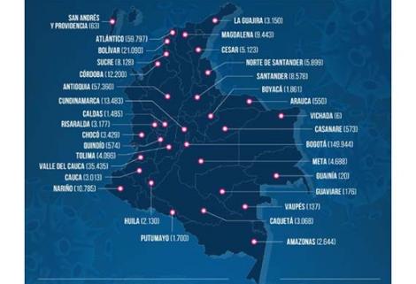El nuevo total de casos confirmados por MinSalud en Colombia es de 433.805 y 14.145 muertes.