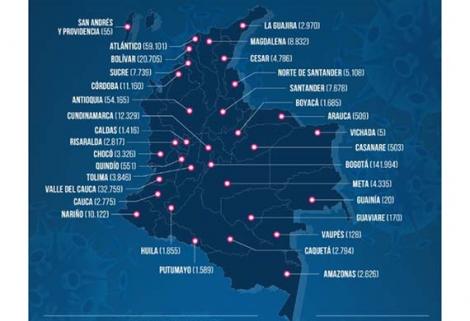 El nuevo total de casos confirmados por MinSalud en Colombia es de 410.453 y 13.475 muertes.